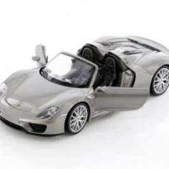 Porsche 918 Spyder Convertible, Silver - Welly 24055CWSV - 1/24 Scale Diecast Model Toy Car