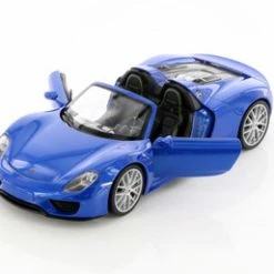 Porsche 918 Spyder Convertible, Blue - Welly 24055HC/4D - 1/24 Scale Diecast Model Toy Car