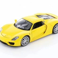 Porsche 918 Spyder, Yellow - Welly 24055HWYL - 1/24 Scale Diecast Model Toy Car