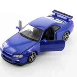 Nissan Skyline GT-R (R34), Blue - Welly 24108WBU - 1/24 Scale Diecast Model Toy Car