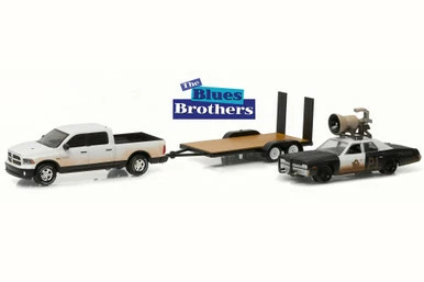 Greenlight Blues Brothers 2015 Ram 1500 W/ 1974 Dodge Monaco 'Bluesmobile' On Flatbed - 1/64 Scale 3 Greenlight Blues Brothers 2015 Ram 1500 W/ 1974 Dodge Monaco 'Bluesmobile' On Flatbed - 1/64 Scale