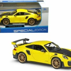 ModelToyCars Porsche 911 GT2 RS, Yellow With Carbon Hood And Gold Wheels - Maisto 31523YL - 1/24 Diecast Car