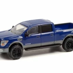 2018 Nissan Titan XD Pro-4X - Lifted, Blue - Greenlight 35210/48 - 1/64 Scale Diecast Model Toy Car