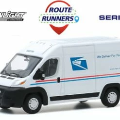 ModelToyCars USPS 2019 Dodge Promaster Cargo Van, White - Greenlight 53010F/48 - 1/64 Scale Diecast Model Toy Car