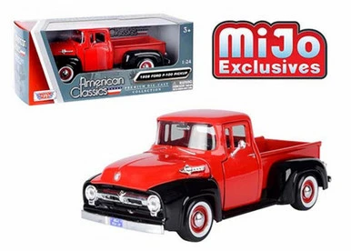 1956 Ford F-100 Pickup, Red With Black - Motor Max 73235AC-RDBK - 1/24 Scale Diecast Model Toy Car 3 1956 Ford F-100 Pickup, Red With Black - Motor Max 73235AC-RDBK - 1/24 Scale Diecast Model Toy Car