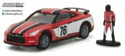 2015 Nissan GT-R R35 Red #76 W/Race Car Driver, Red/Black - Greenlight 97010E - 1/64 Diecast Car