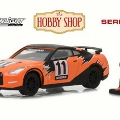 2011 Nissan GT-R Race Car W/Driver, Orange W/Black - Greenlight 97030E/48 - 1/64 Scale Diecast Car