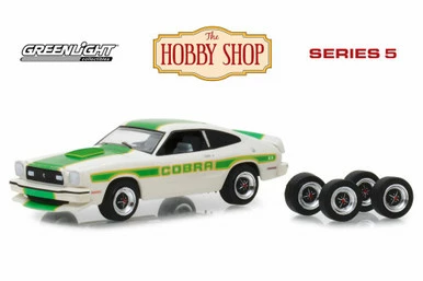1978 Ford Mustang II Cobra II & Spare Tires, White W/Green - Greenlight 97050E - 1/64 Diecast Car 3 1978 Ford Mustang II Cobra II & Spare Tires, White W/Green - Greenlight 97050E - 1/64 Diecast Car