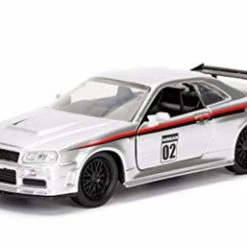 Jada Toys 2002 Nissan Skyline GT-R, Silver - Jada 99136WA1 - 1/32 Scale Diecast Model Toy Car