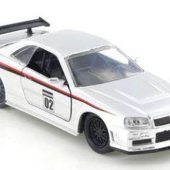 Jada Toys 2002 Nissan Skyline GT-R Hard Top, Silver - Jada 99140 - 1/32 Scale Diecast Model Toy Car